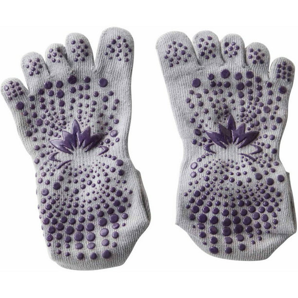 Lotus Yoga Socks Black Non-Slip Blue PVC Dots Women's Shoe Size 5-10  Men 4-9